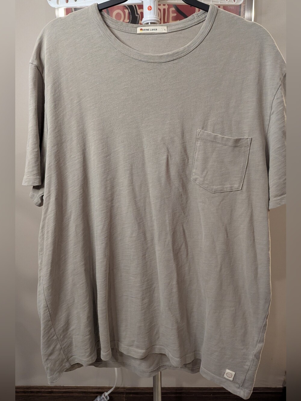 $15 Marine Layer Men's Large - Luxe Slub Pocket Tee - Muted Sage Green EUC